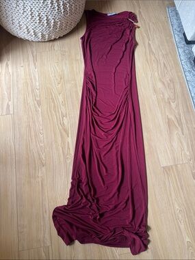 Mango Burgundy Sleeveless Maxi Dress